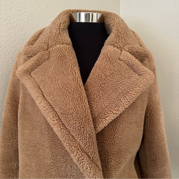 Banana Republic Faux Fur Teddy Double Breasted CAMEL Coat Jacket Size S - Picture 5 of 15